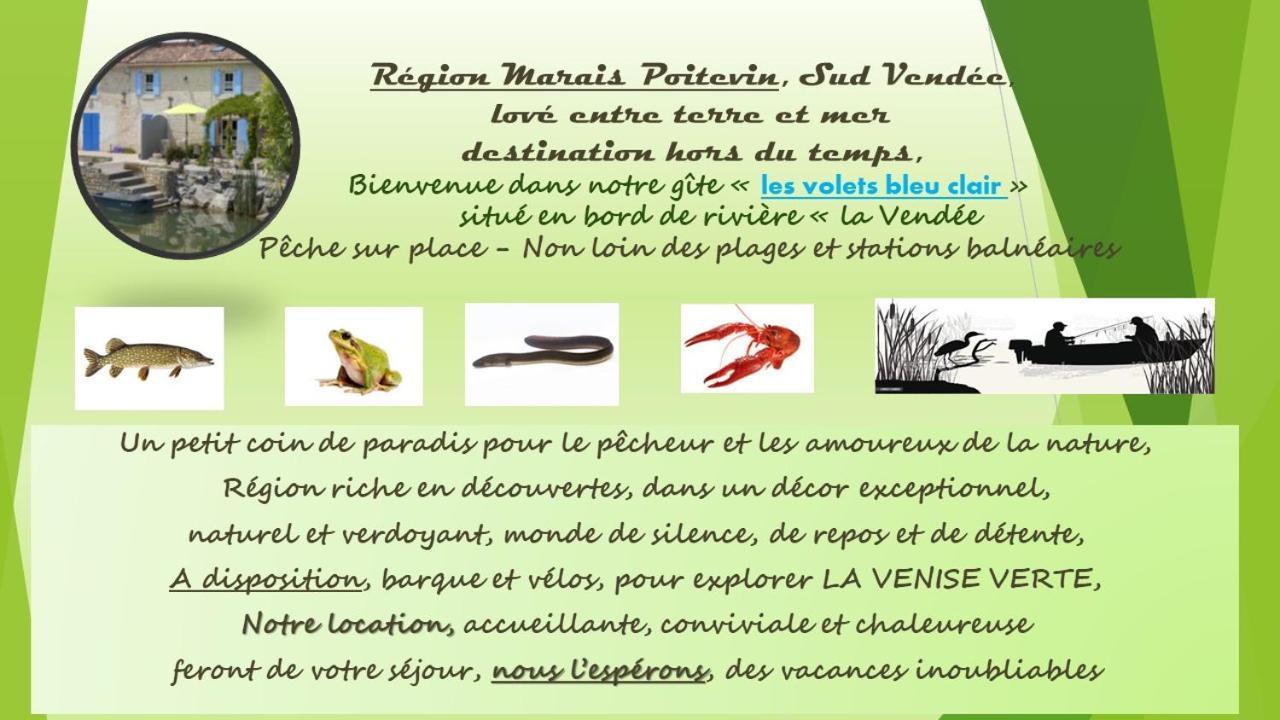 Marais Poitevin Bord Riviere Peche ,Barque, Velos, Wifi, Linge, Cheminee, Cuisine, Terrain De Boules La Taillee 외부 사진